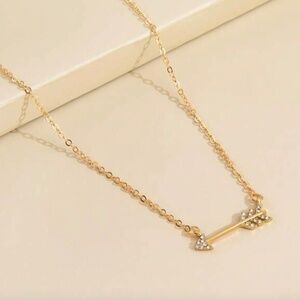 Boho Festival Rhinestone Arrow Gold Necklace Jewelry Chic Southwestern Chain